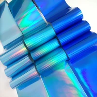 100cm holographic nail stickers blue nail foil for nails transfer sticker nails art salon nail decorations