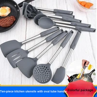 kitchenware cooking utensils set grey heat resistant kitchen non stick cooking utensils black baking tools