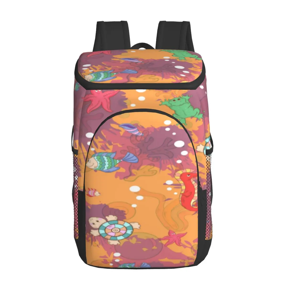 protable insulated thermal cooler waterproof lunch bag marine life on blots picnic camping backpack double shoulder wine bag free global shipping