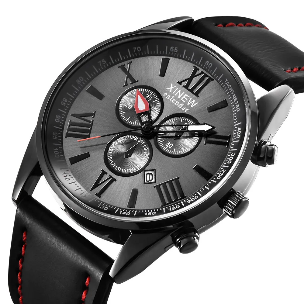 

XINEW men's display leather bracelet sports date simulation military alliance Shi Ying men's display men's 2020 men's watch