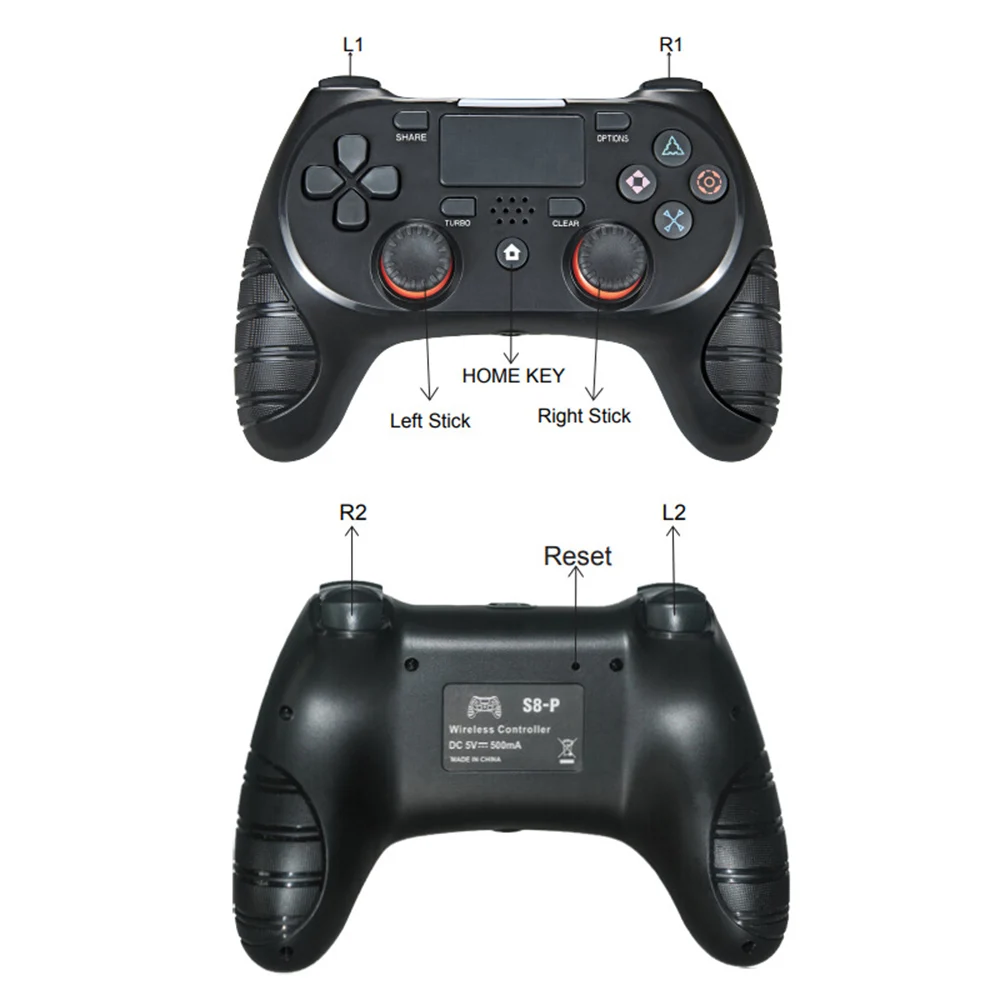 

Bluetooth 5.0 Wireless Game Controller Dual Adjustable Motor Vibration 6 Axis Gyroscope Computer Gamepad For PS4 PC
