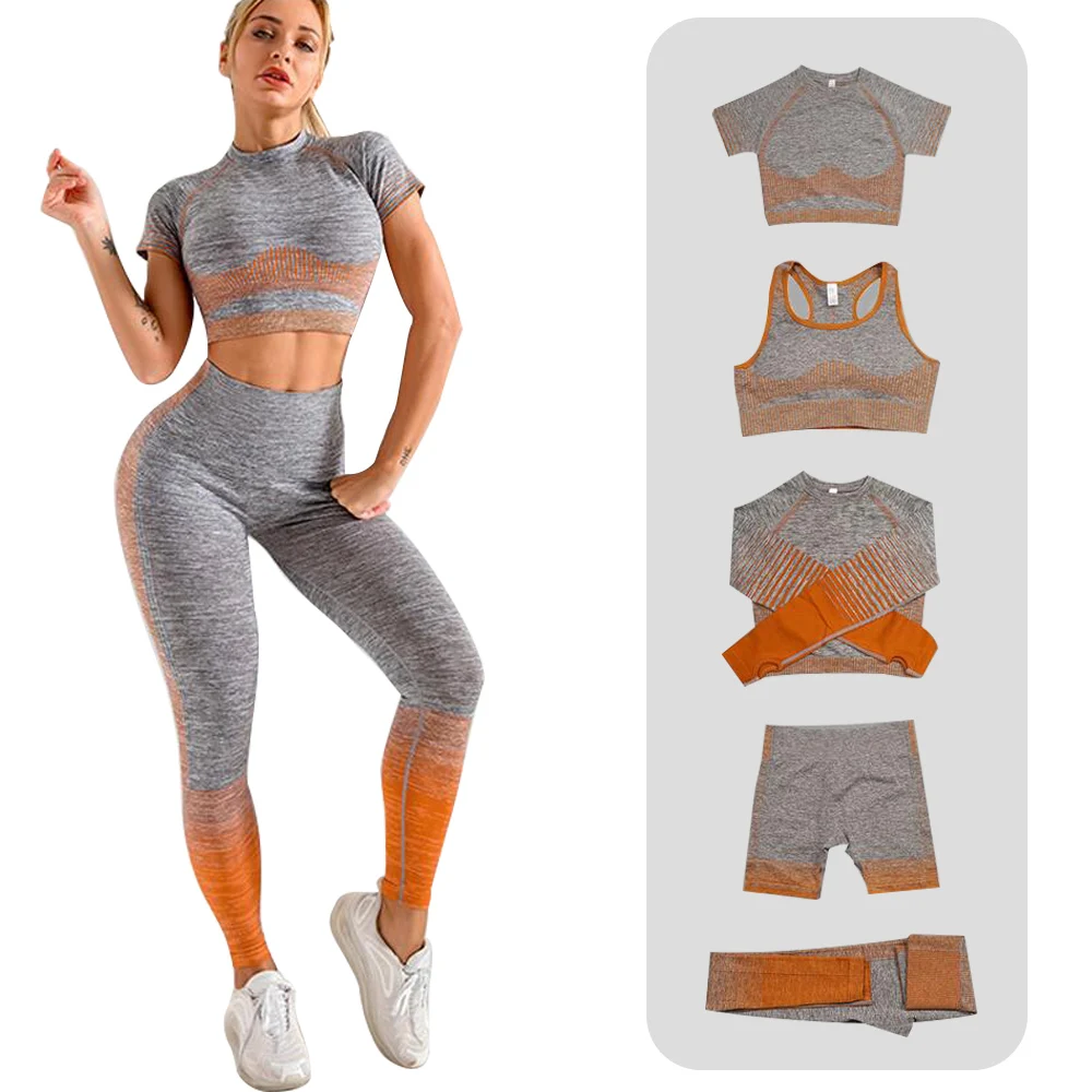 

Костюм спортивный женский бесшовный эластичный с высокой талией, 2021