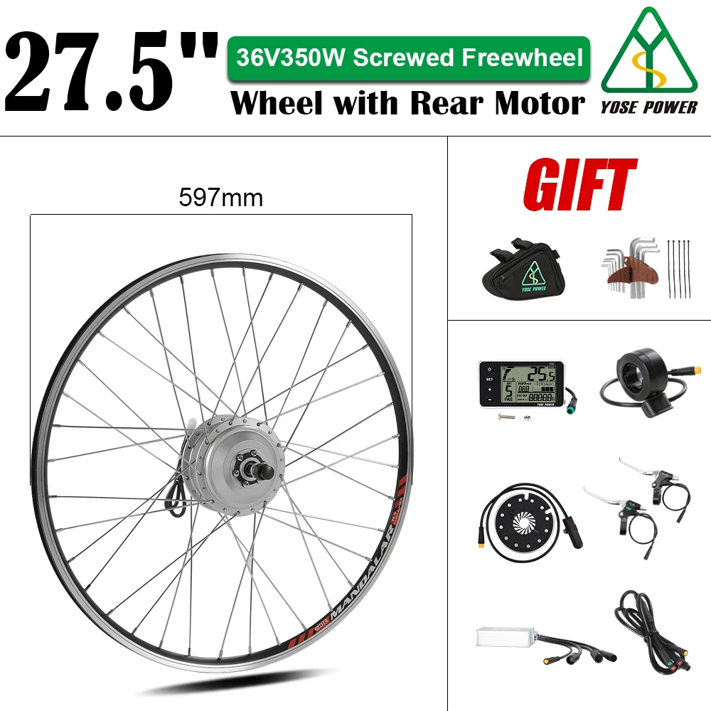 YOSE POWER eBike Kit 36В 350 Вт 27 5 ''задний мотор концентратор для велосипеда комплект