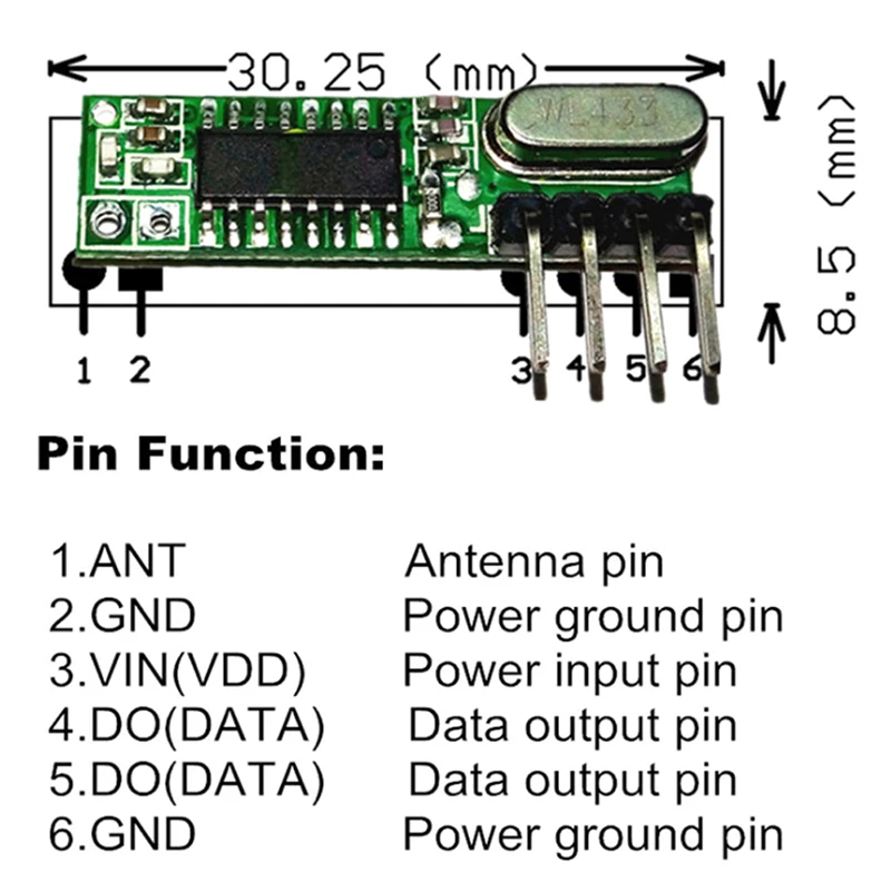 1Pcs 433 Mhz Superheterodyne RF Receiver and Transmitter Module For Arduino Uno Wireless Diy Kit 433Mhz Remote Control | Электроника