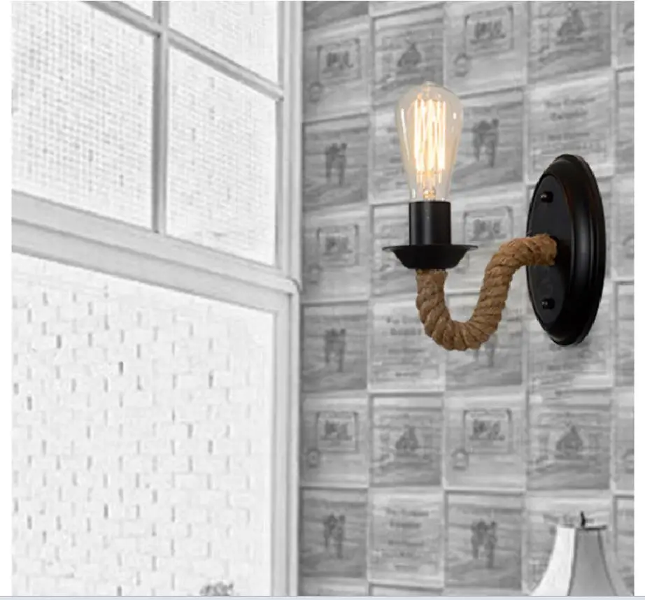 Креативный настенный ретро светильник в форме веревки для гостиной ресторана