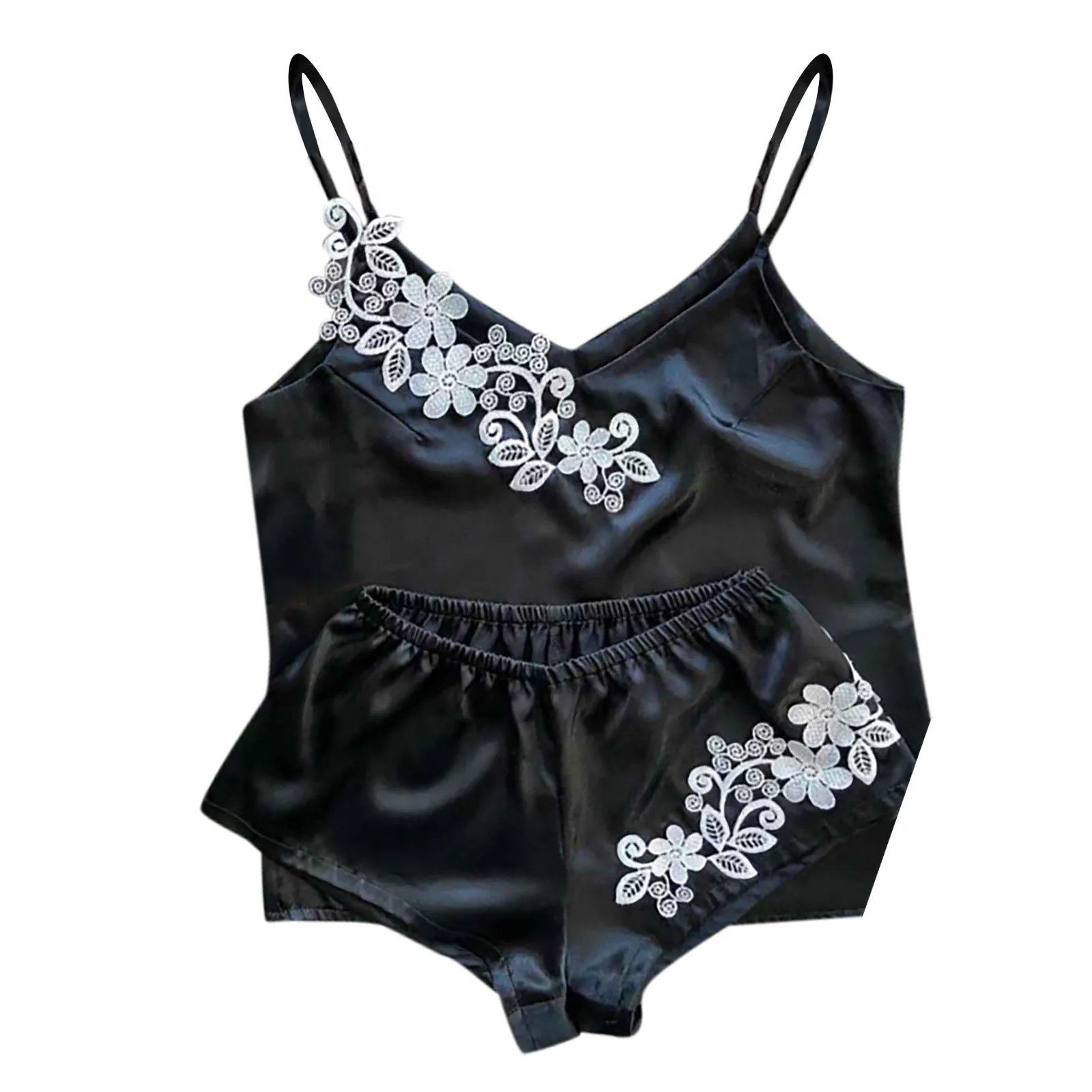 

Пикантная Женская атласная винтажная Пижама на бретельках, нижнее белье, кружевная майка с V-образным вырезом, одежда для сна, пижамы для жен...