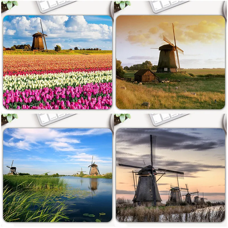 Игровой коврик для мыши с принтом Нидерланды Windmill компьютерный резиновый
