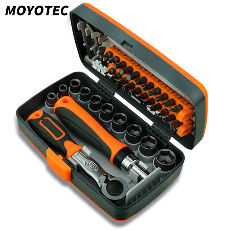 MOYOTEC 38 In 1 Ratchet Screwdriver Set Adjustable Socket Wrench Precision Bits Magnetic Hex Screwdriver Bits Multi Hand Tool