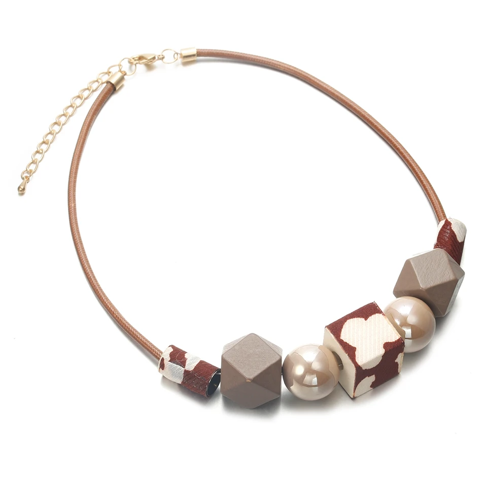 Минималистичные бусы из дерева ожерелье для женщин камуфляжные подвески и