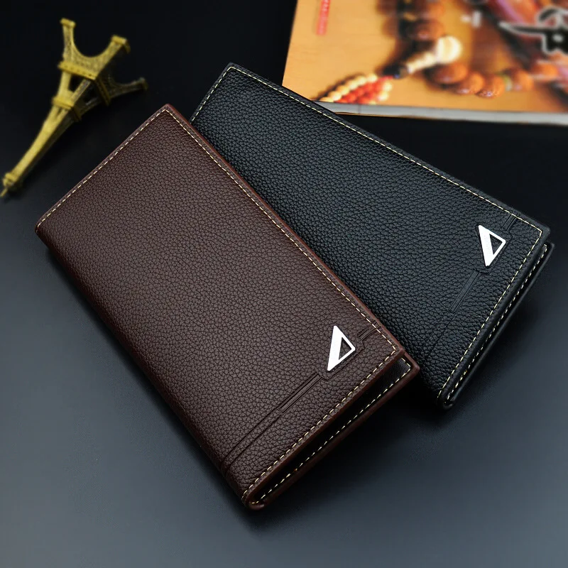 

Luxury fashion men's wallet name long leather thin section zipper casual credit card holder clutch bag men's wallet