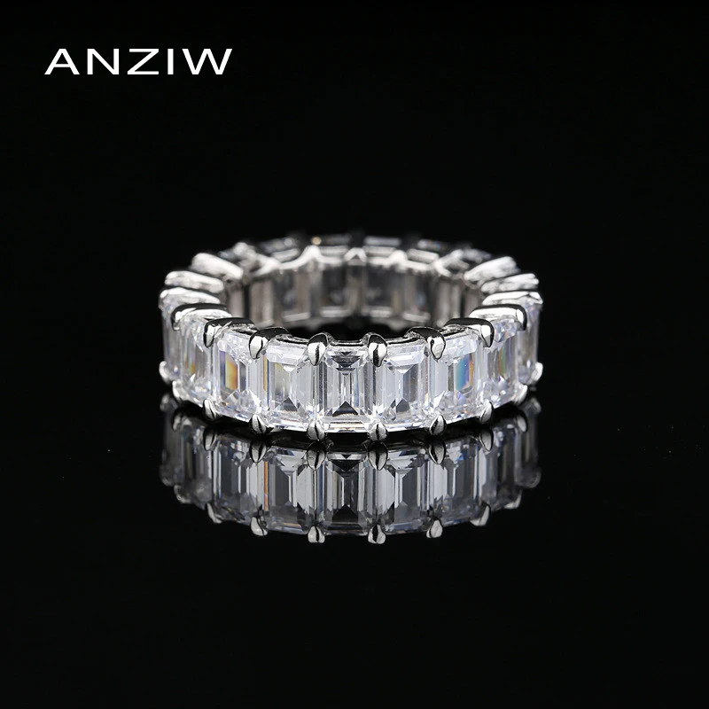 

Luxury 925 Sterling Silver Women Engagement Full Eternity Rings Simulated Diamond Wedding Silver Eternity Ring Jewelry Gifts