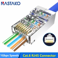 cat6 rj45 connector cat 6 cat5e rg45 connector ethernet cable plug network stp ftp shielded lan jack easy pass through have hole
