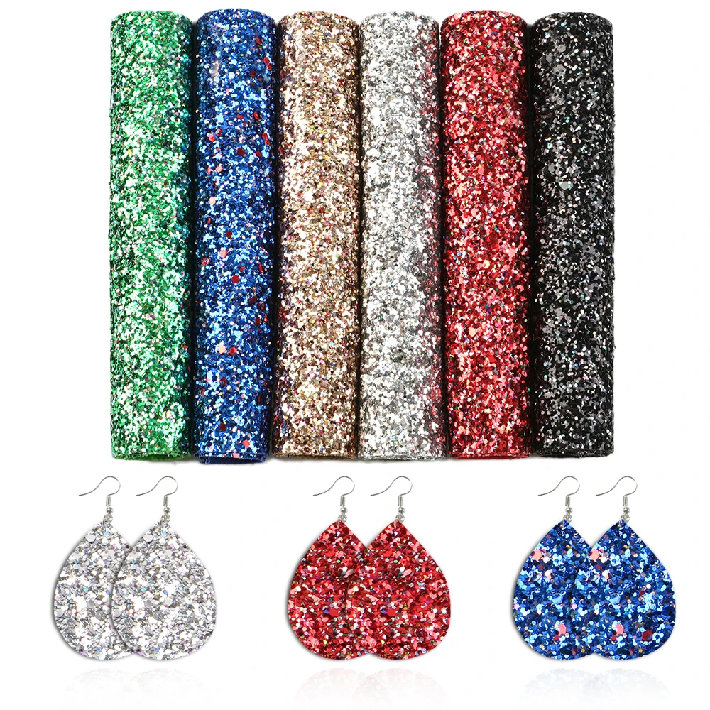 

A5 Size Chunky Glitter Mixed Sequins Faux Leather Fabric ,Synthetic Leather For Earrings Projects Handbag Decor,1Yc10872