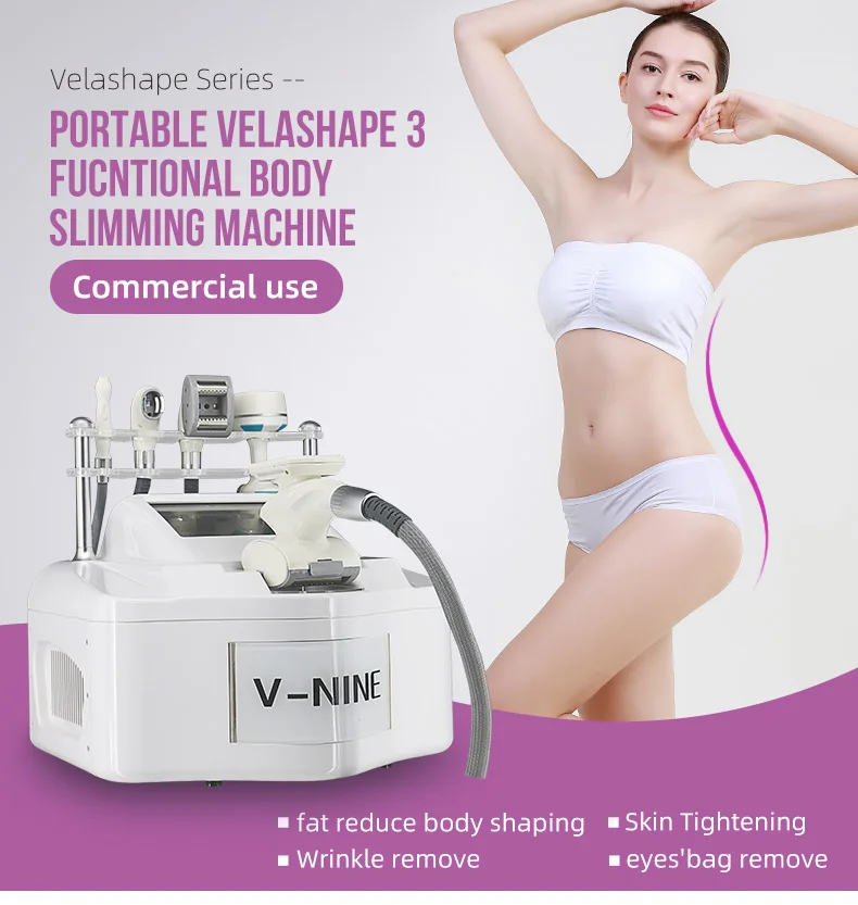 

Velashape Body Shaping Weight Loss Machine Ultrasound+Vacuum Roller+BIO Cavitation V9 Factory Outlet Exclusively For Export