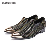 batzuzhi hot luxury mens shoes metal pointed toe genuine leather shoes calzado hombre oxford shoes for men business and party