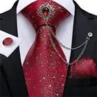 Модный мужской шелковый галстук в зеленый горошек 8 см деловой галстук для свадебной вечеринки набор запонок носовой платок Брошь Подарочный мужской галстук DiBanGu