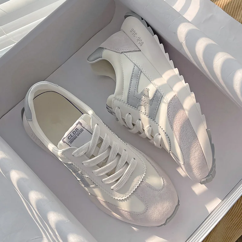 

Leather Waffle Gump Shoe Ladies Instagram Trend Spring 2021 versatile flat frosted sporty white shoes