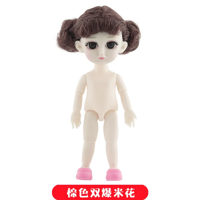 Brown C BJD 1/8 Dolls 13 Joint 15cm White Skin Baby Doll With 3D Eyes Naked Nude Body Dress Up Dolls Fashion DIY Toys for Girls Gift - Цвет: Brown C
