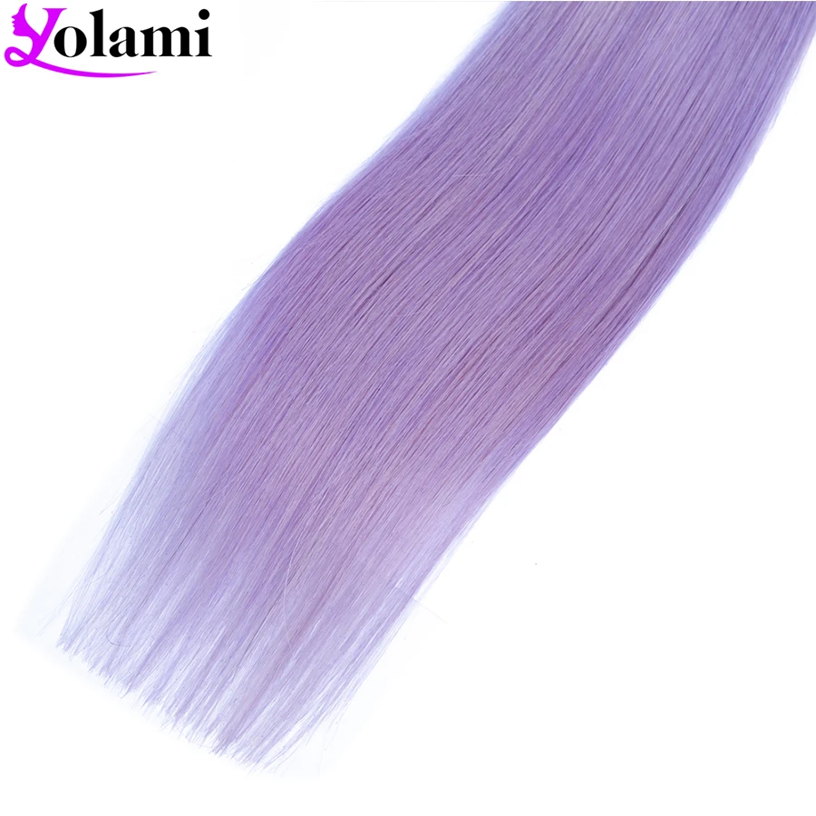 Двухцветные волнистые волосы Yolami Ombre 1B Dream фиолетовые прямые бразильские для