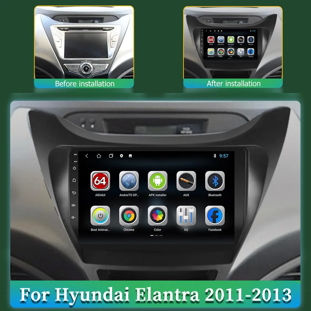 Автомагнитола для Hyundai Elantra 2011 2012 2013 Android 10 0 DSP 8 ядер мультимедийный плеер с