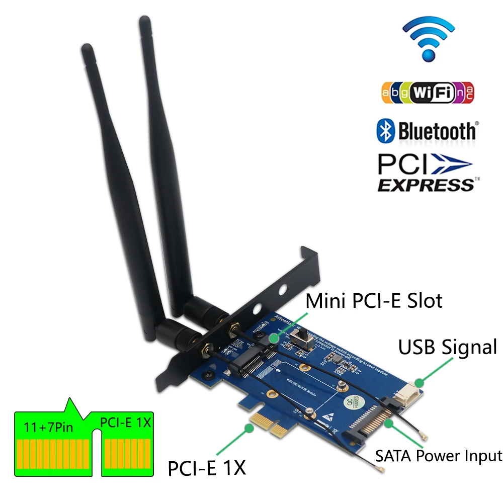WiFi карта PCI Express сетевой беспроводной адаптер для карты Mini PCIE к PCI-E X1 + слот sim-карты