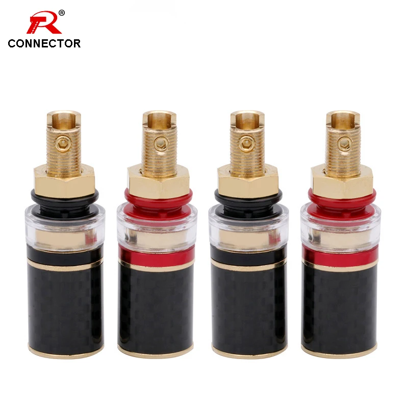 

4Pairs Long Binding Post HIFI Cable Terminal, Gold-Plated Brass, for Power Amplifier Chassis terminal and Speaker Terminal