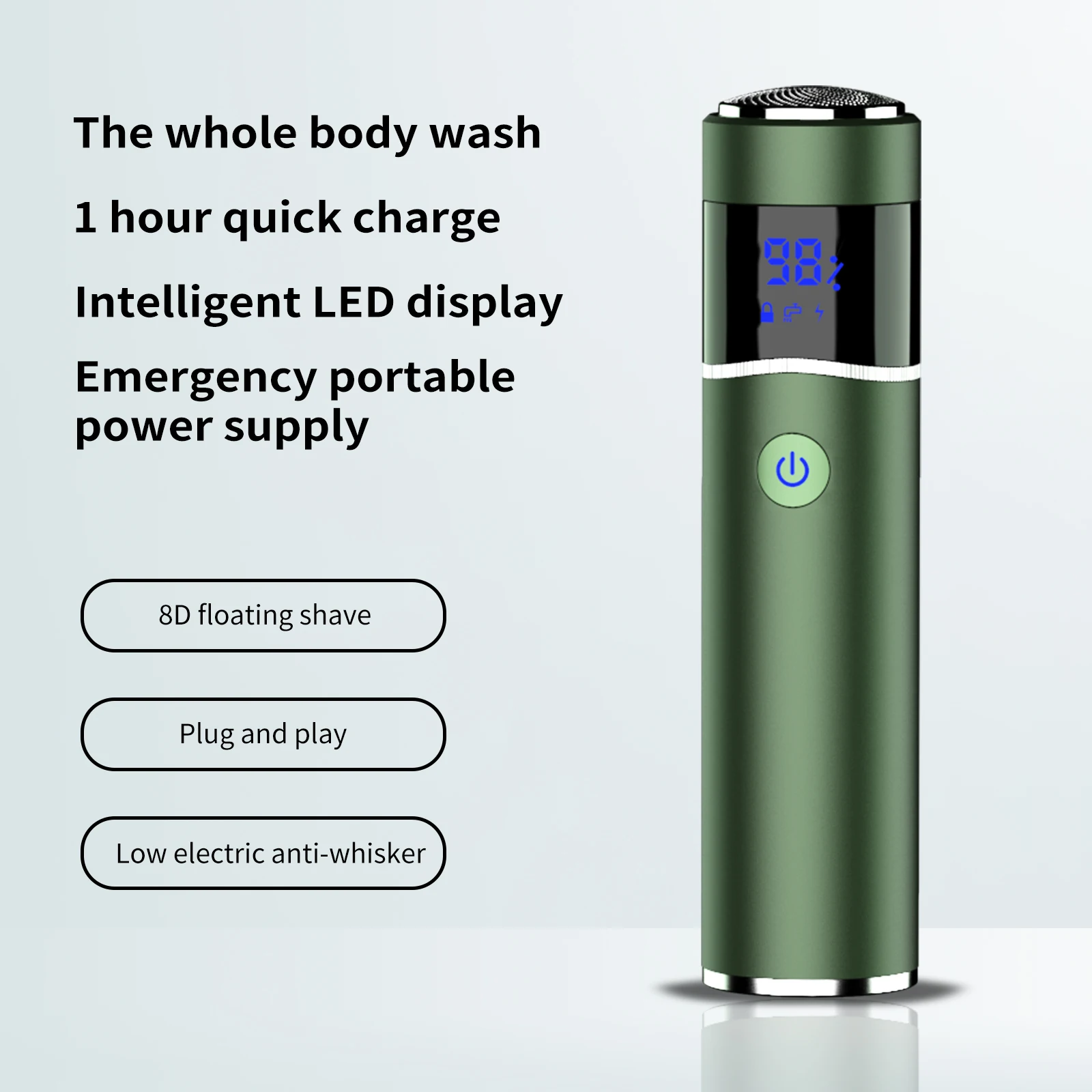 

Электробритва Мужская 2 в 1, водонепроницаемая IPX7, зарядка от USB