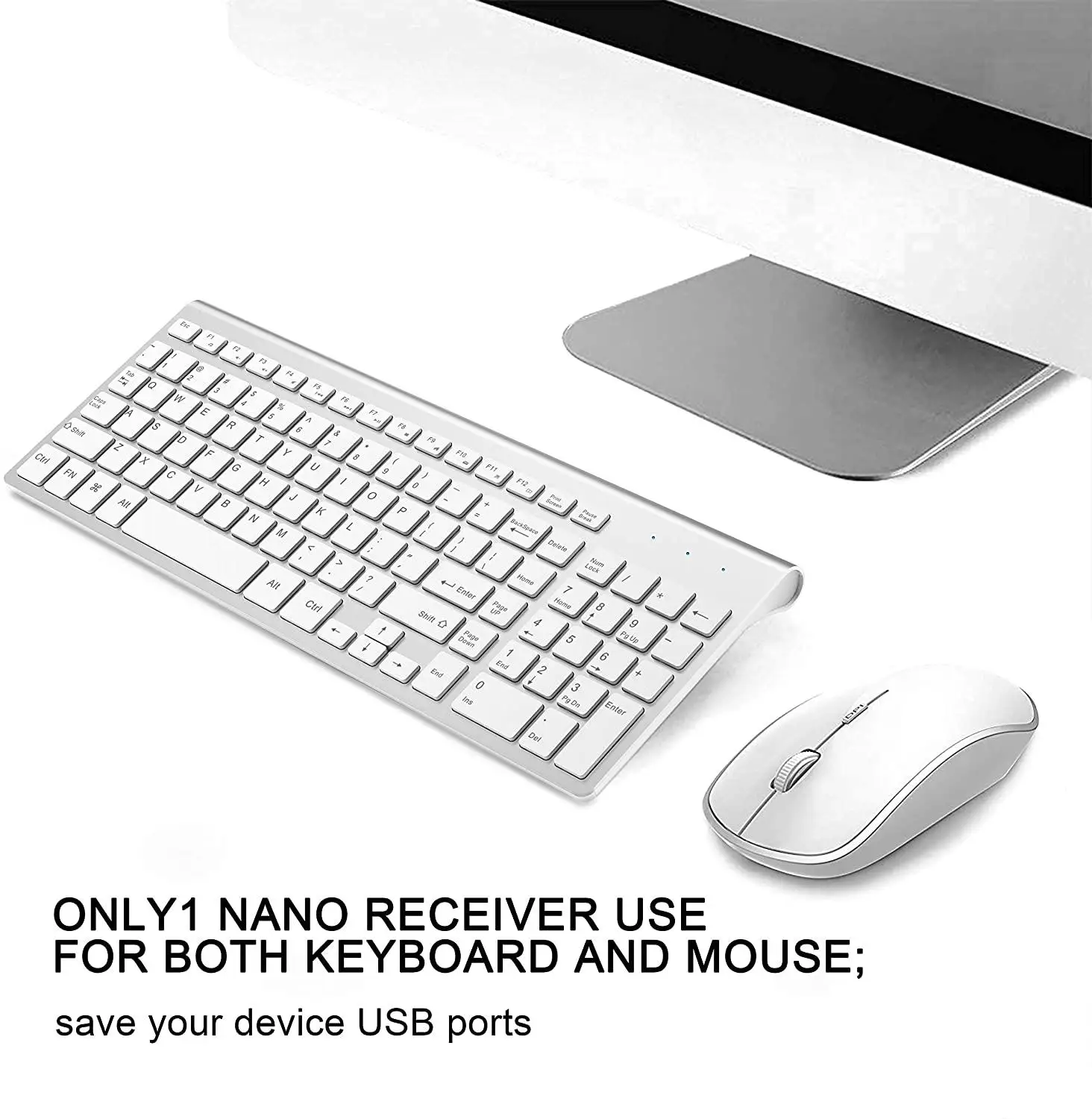 

Wireless Keyboard And Mouse Suit, Accord With Ergonomics, Mute, Portable, Compatible With Mac And Windows System