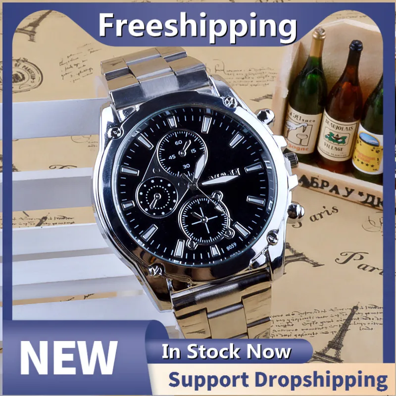 

Новинка 2021, модные мужские кварцевые часы с кожаным ремешком и ремешком из нержавеющей стали