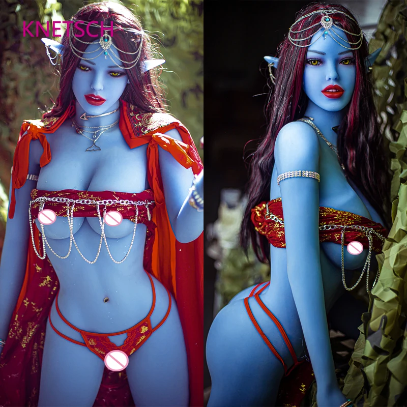 Секс-кукла KNETSCH из ТПЭ 158 см с синей кожей Реалистичная грудь Вагина анус оральный