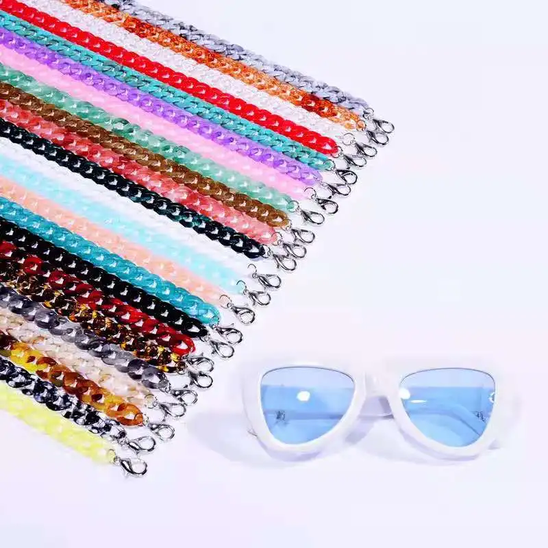 

Fashion trend acrylic mask chain men and women personality mask glasses hanging chain anti-lost color resin necklace jewelry