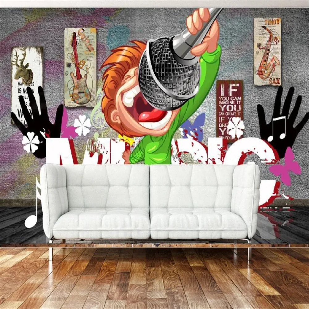 

Milofi custom large 3d wallpaper mural retro nostalgic MUSIC bar background wall decoration painting mural wallpaper