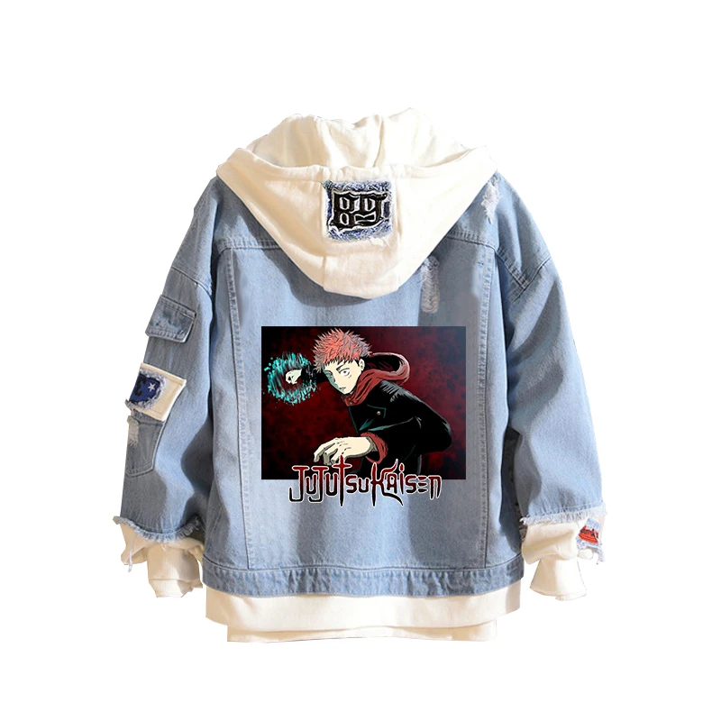 

Teens Male/Female Denim Jackets Jujutsu Kaisen Yuji Itadori Jacket Cosplay Gojo Satoru Jeans Jacket Women/Men Sweatshirt