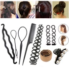 Набор инструментов для укладки волос, губка-пончик для плетения волос, закручивающиеся заколка с диском, шпильки, аксессуары для волос для женщин, набор для прически сделай сам