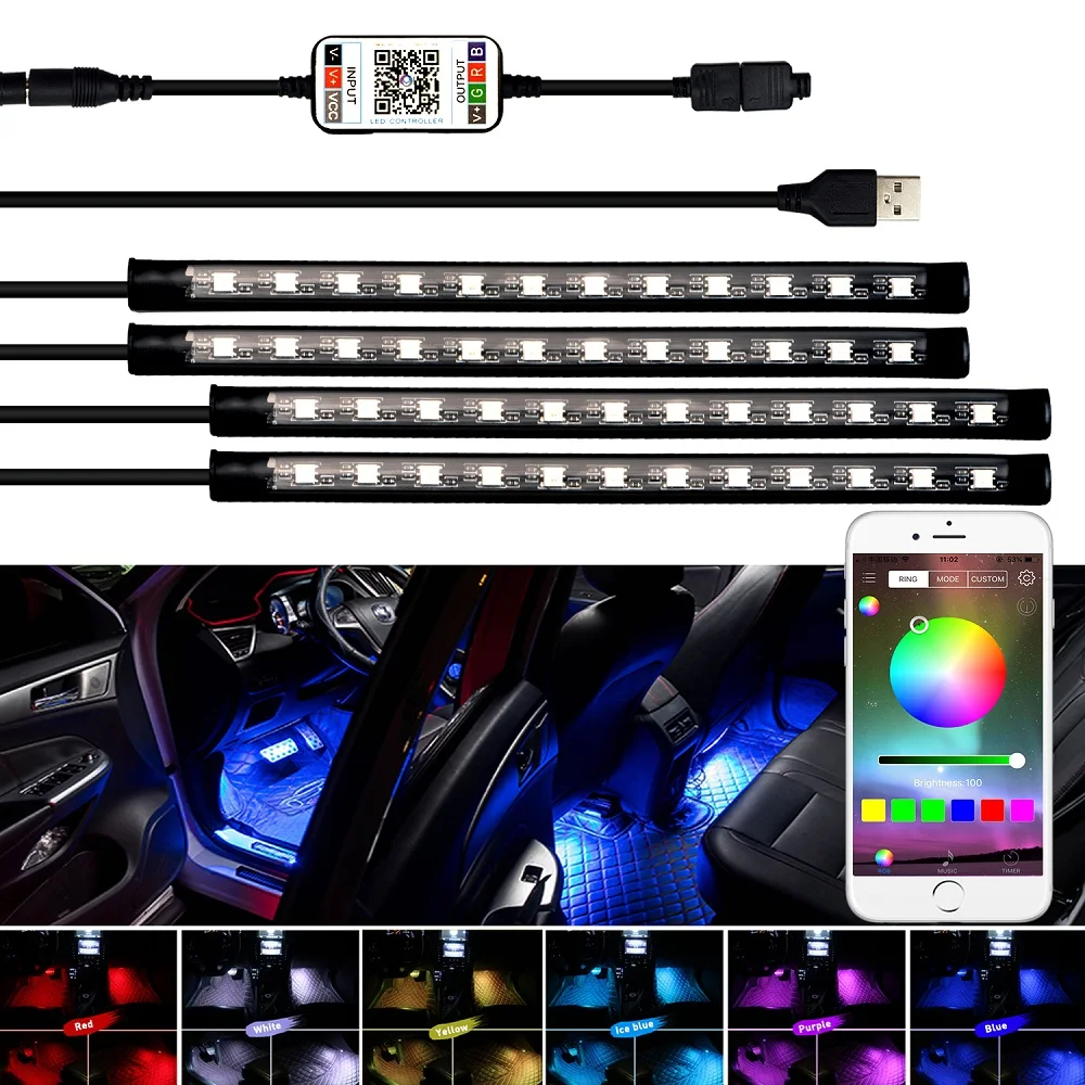 Auto USB LED Atmosphere Strips APP Control RGB Ambient Light for Mitsubishi Outlander Lancer 10 ASX Pajero Colt l200 Eclips | Автомобили и