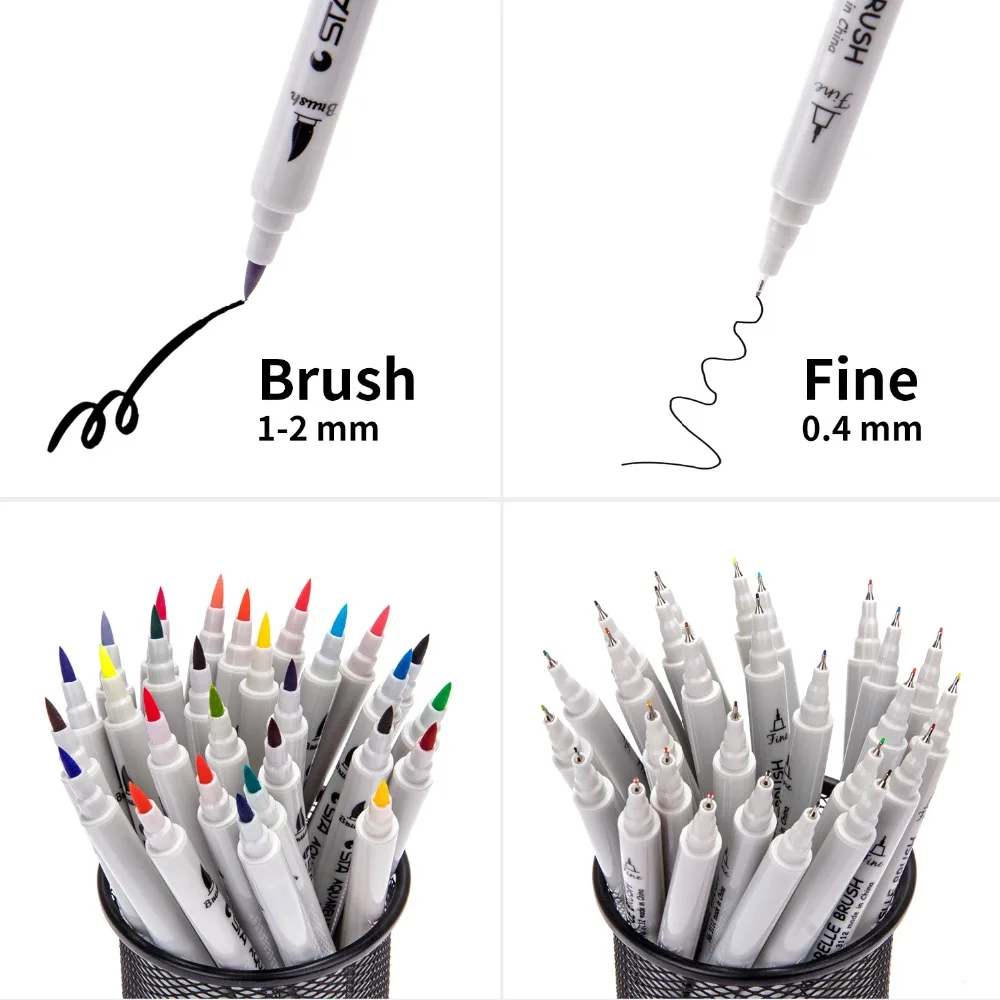 80 цветов чернила на водной основе Эскиз маркер ручка Двойные наконечники тонкая