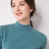 2020 new womens wool bottoming sweater pullover half high neck knit sweater slim sweater regular pullovers