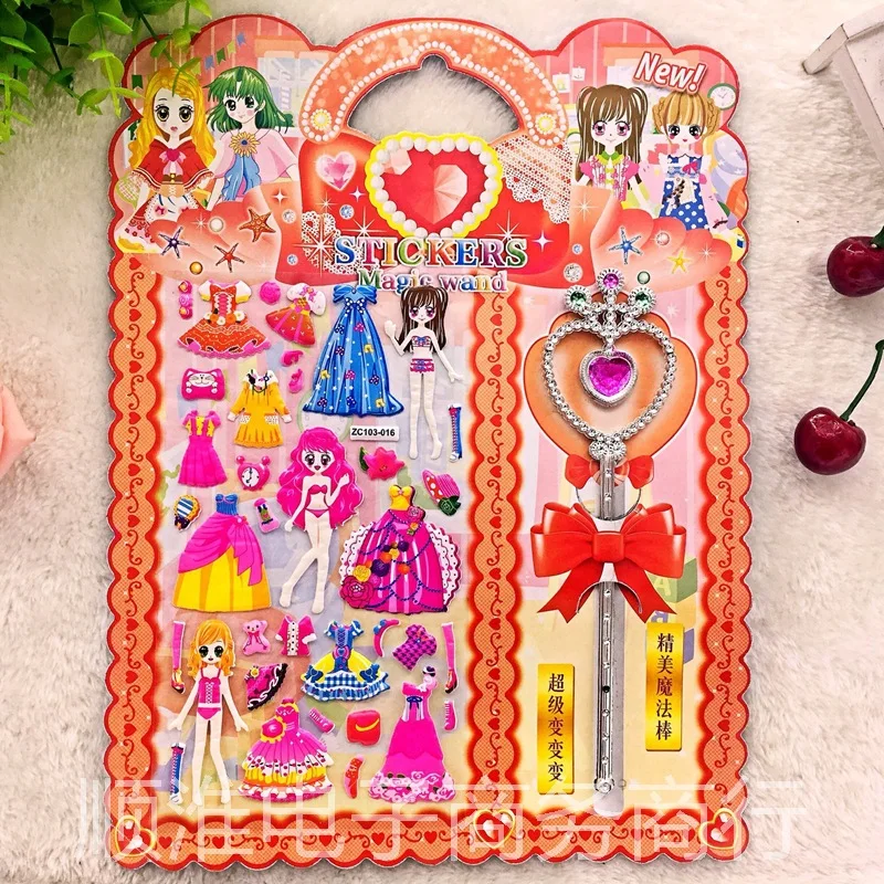 1 лист наклеек для девочек одеваются наклейки каваи 3D скрапбукинга DIY альбом