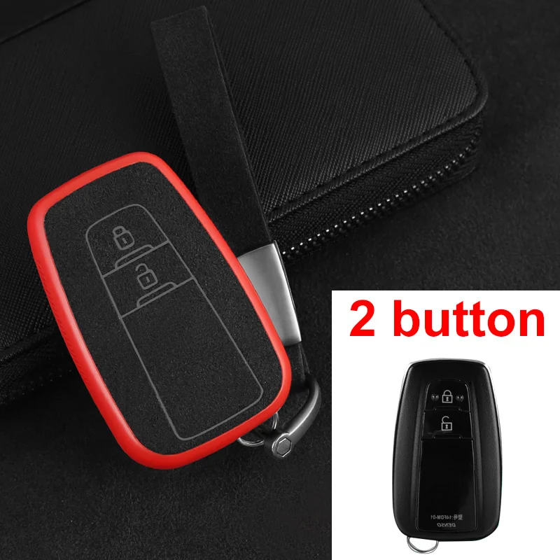 2Button Red Чехол для ключей автомобиля из натуральной оцинкованной кожи для Toyota RAV4 Reiz, Crown, Corolla Camry Prado YARiSL Lewin Highlander - Название цвета: 2Button Red