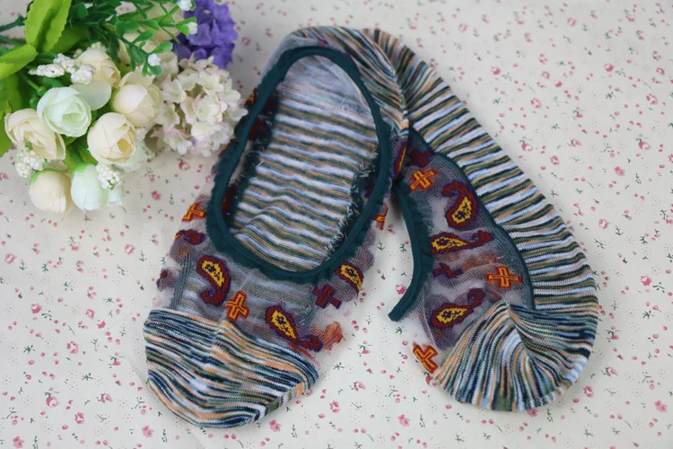 KASURE цветные яркие прозрачные сетчатые тапочки носки для женщин разных цветов