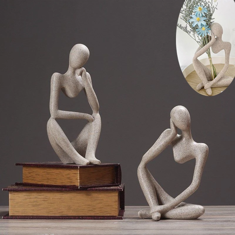 

Abstract Thinker Statue Nordic Resin Sculpture Office Home Decoration Thinker Character Figurine European Style Ornament Figures