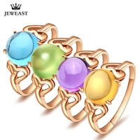 lszb natural grape stone topaz citrine amethyst 18k pure gold 2020 new hot selling top ring women shape ring genuine jewelry