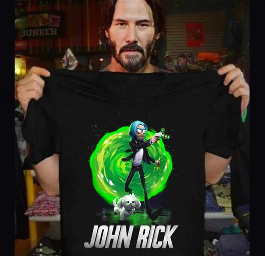 John Rick Jon Wick Rock And Morty футболка Черная Хлопковая мужская S 6Xl поставщик США Футболка с
