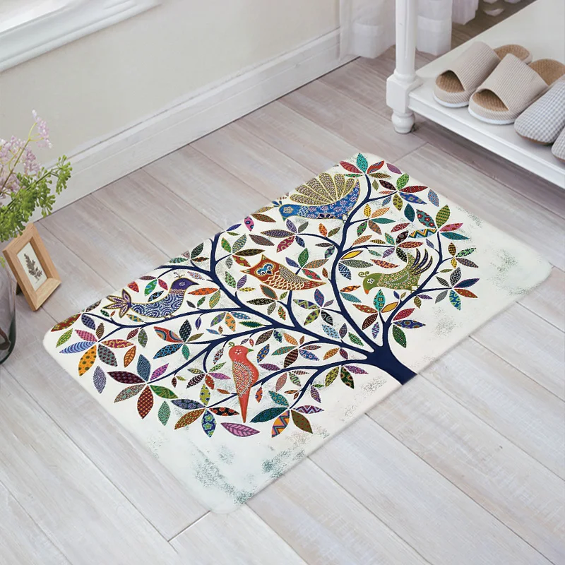 Придверный коврик с рисунком дерева птицы совы|Коврик| |