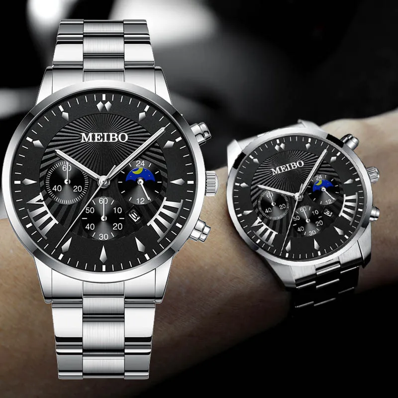 Кварцевые аналоговые модные повседневные мужские часы люксовый бренд MeiBo Бизнес