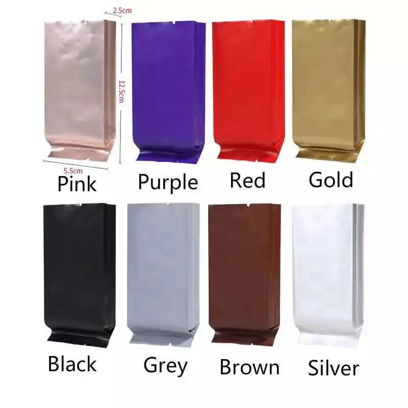 Universal solid color pure aluminum foil non-vacuum food tea gift candy jewelry packing bags open top small bag