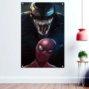 Venom Scary Dark Art Flags Retro Wall Hanging Cloth Rock Band Death Metal Music Posters Skull Tattoo Banners Interior Decoration