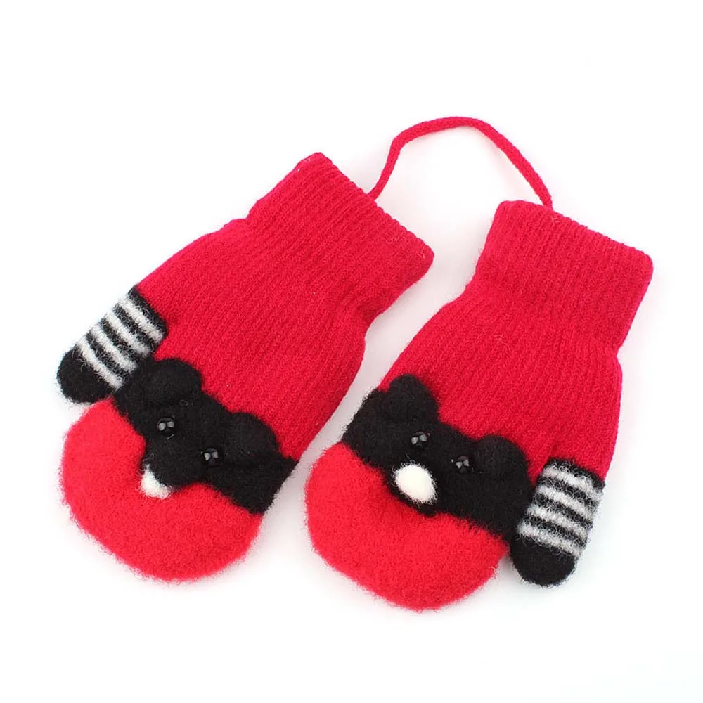 Милые перчатки с рисунком из мультфильма зимние детские вязаные акриловые