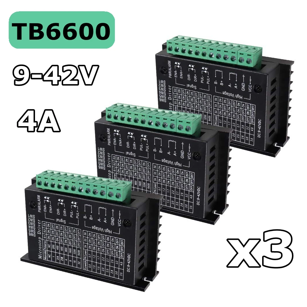 3 шт. TB6600 4A 9-42 в Драйвер шагового двигателя CNC контроллер Nema 17/23 шаговый двигатель