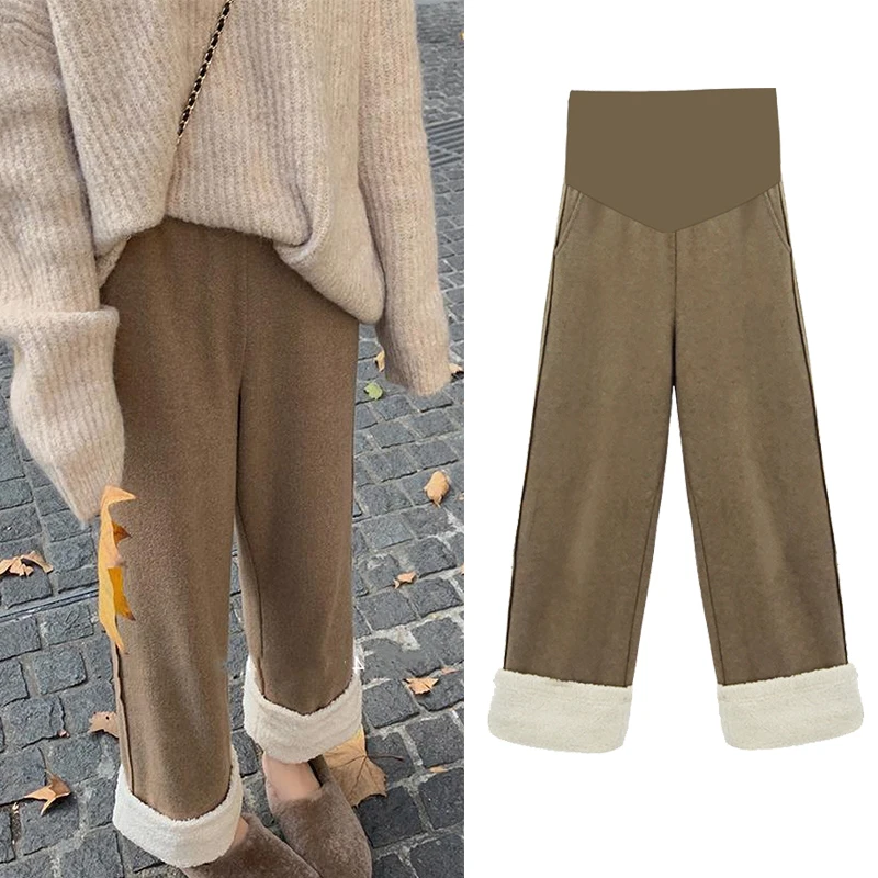 

Женская теплая зимняя одежда для беременных утепленные брюки Одежда для беременных бархатные Леггинсы для беременных Брюки для беременных